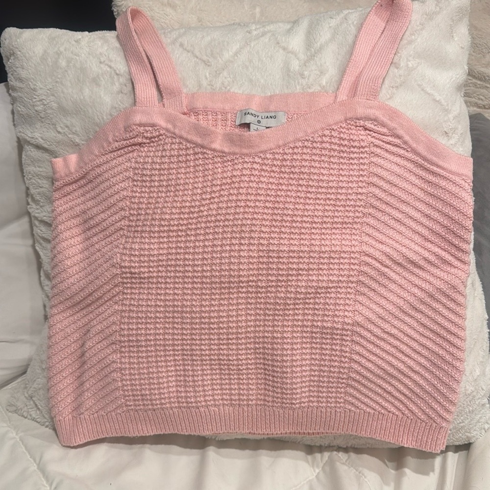 Sandy‎ Liang Pink Knit Tank Top